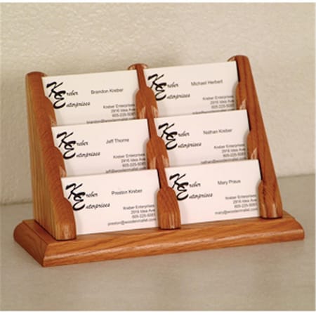 Vertex 6 Pocket Countertop Business Card Holder in Medium Oak VE142385